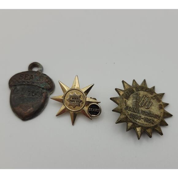 Vintage Sears Lot of 3 Advertisement Lapel Hat Pins Pin Backs Charm Oakbrook - Picture 2 of 12